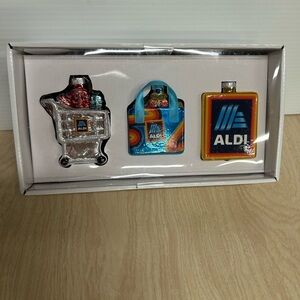 Aldi Christmas Tree Ornaments Shopping Cart Merry Moments NIB Glass